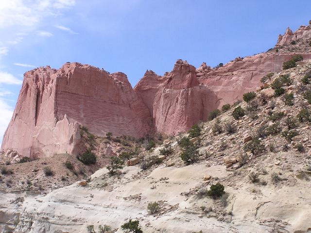 Sheer sandstone cliffs