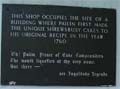 plaque on site of original Shrewsbury cake shop