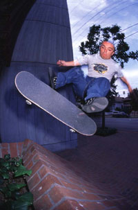 Jason Acuna aka: wee man. kickflip on a wee bank.