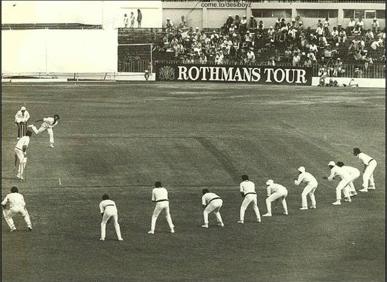 Lilee bowling with 9 slips
