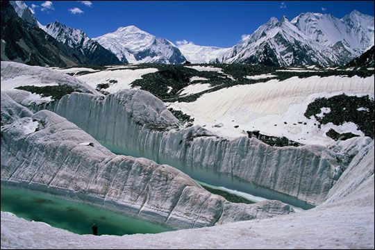 The Vigne Glacier in the Concordia region of Pakistan: 
