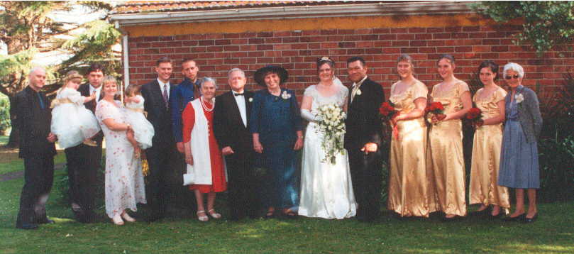 Steff's fanau (family)..4 brothers on the left, sister-in-law and nieces, her nanna, her parents, her three sisters, Steff herself, and finally Ailsa her adopted grandma