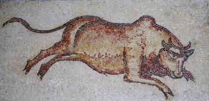 Mosaic Charging Bull with white background