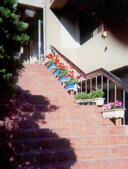 These stairs go up to the dwelling-place of the Franciscans who staff this urban mission.