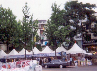 Tents selling ethnic foods and souvenirs.
