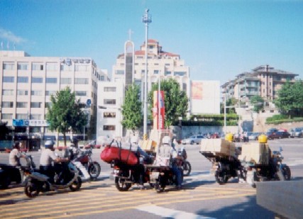 Commercial bikers, the ones with cargo racks.