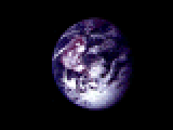 View of small cloudy planet
