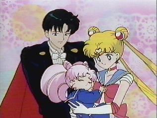 Tuxedo Mask, Sailor Moon & Rini