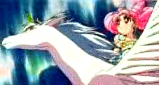 Chibi Serenity flying with Pegasus