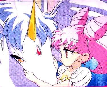 Princess Chibi Serenity hugs Pegasus