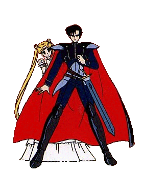 Prince Darien protecting Princess Serena