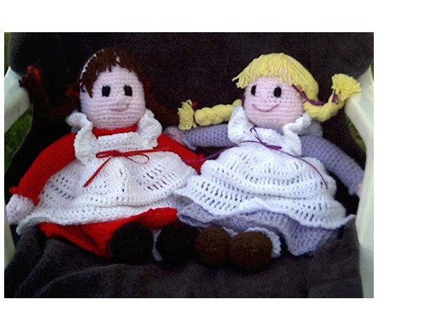 Country Cherl Dolls, all crochet with removable pinafore $25.00 ea.