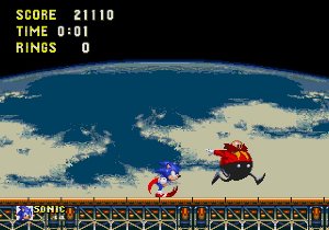 Sonic runs after Eggman