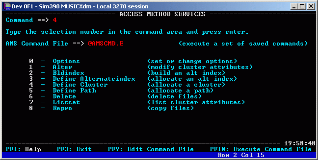 AMS main screen