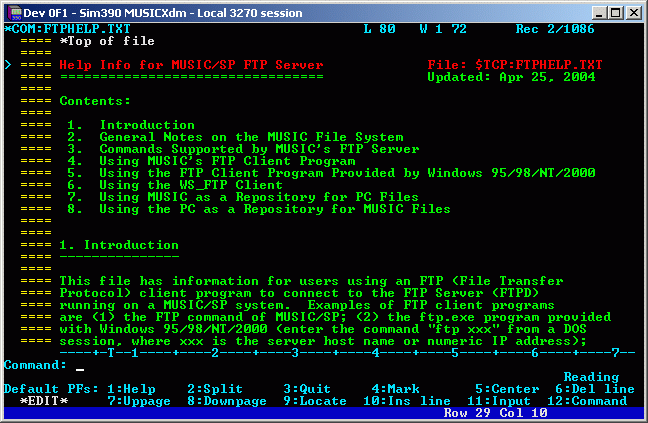 MUSIC/SP Editor screen