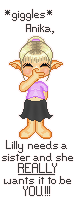 This is the doll that I made for Anika when I asked her to be my sis.  It's my char Lilly from the elves RPG.