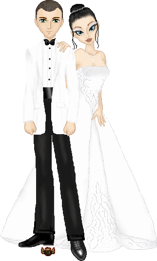 I asked Alpha to doll Chris and I in wedding attire.  He FAR surpassed my expectations.  I just LOVE this!!!