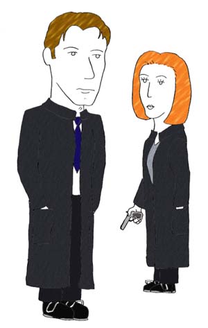 I'm quite happy with Mulder in this one, but Scully was a lot tougher to get right. November 2003.