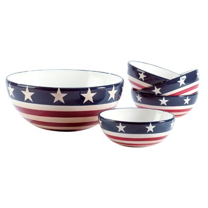 large bowl 10" diameter, small bowls 6" diameter