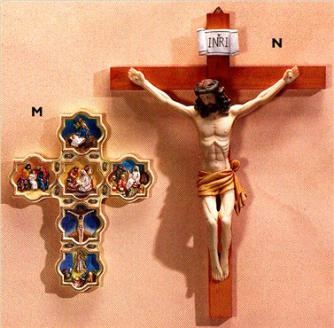 Life of Christ is hand-painted and is 9 3/4" wide x 12 1/4" high&nbsp;&nbsp;&nbsp; Wooden Cross is 14 3/8" wide x 20 1/2" high