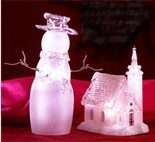 snowman is 7" wide x 9" high&nbsp; church is 5 1/2" wide x 7" high