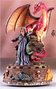 5" diameter x 7 3/4" high, wind-up music box inside