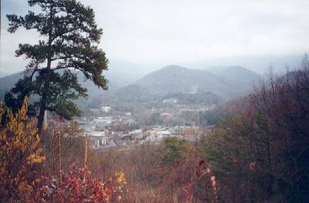 Looking down on Gaitlinburg, TN