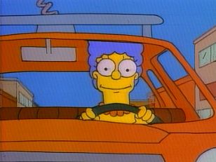 marge on car