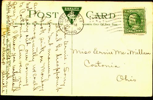 Back of 1910 Postcard