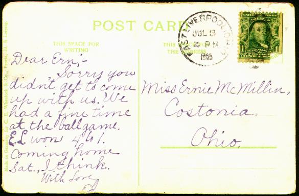 Back of July 1908 Postcard