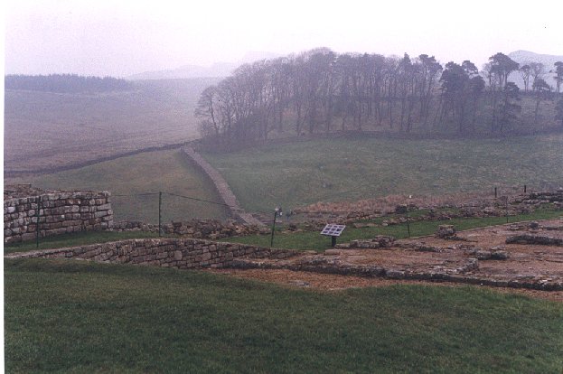 Barracks on the right, north gate on the left