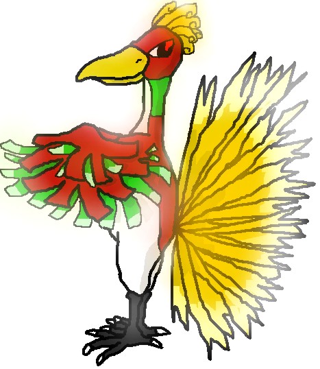 Tied�n, tied�n, riikinkukon ja kalkkunan risteytys... Mutta koettakaa itse piirt�� Ho-oh k�det puuskassa... Onnistutte varmaan paremmin --*
