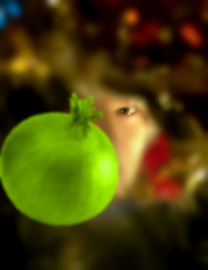 Sipulin silm�, tonttuhattu, joulukuusi ja jokin outo neonvihre� sipuli... M� en n�yt� itelt�ni.