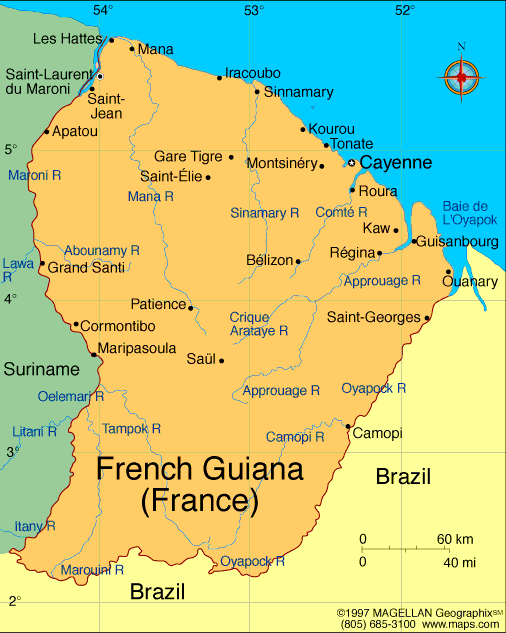Mapa da Guiana Francesa