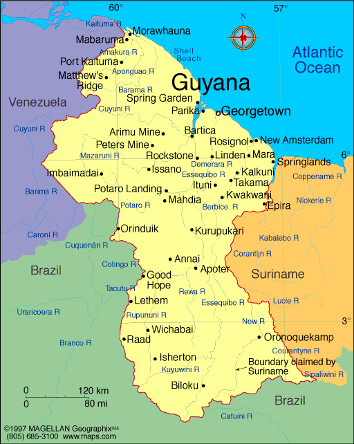 Mapa da Guiana