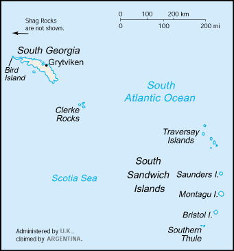 Mapa das Ilhas Ge�rgia do Sul e Sandwich do Sul