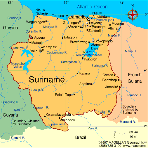 Mapa do Suriname