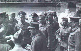 Rommel during the surrender of the French garrison at St Valery.