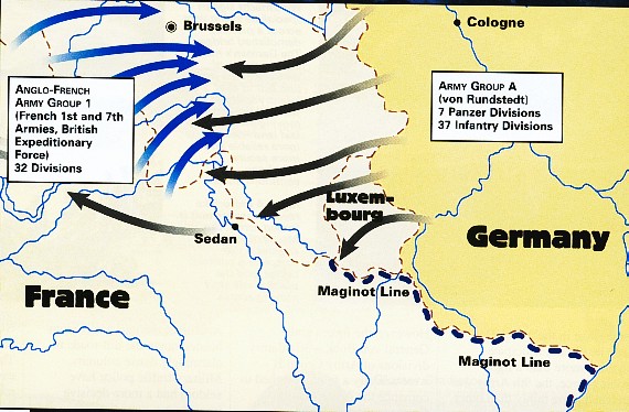 Manstein's plan to crush France involved a large feint by von Rundstedt's Army Group A to draw the Allies into Belgium. A second army would invade through the Ardennes forest and encircle the Anglo-French armies.