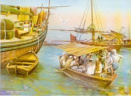 Winding creek dotted with dhows