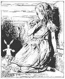 Giant Alice Watching Rabbit Run Away