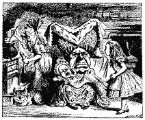 Alice, the Cook, the Cheshire Cat, the Pig Baby and the Duchess