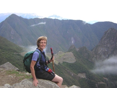 Angela at Sun Gate, entrance above Machu Picchu