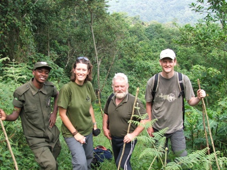Moses, Kate, Phil and Steve, "Congo" walk, Bwindi