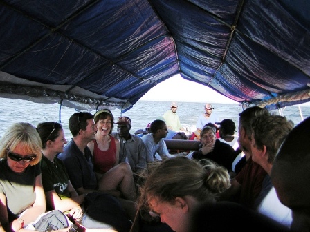 On the boat back to Entebbe