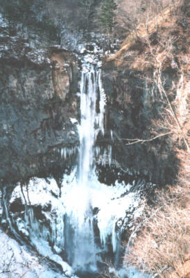 frozen waterfall, near nikko, japan