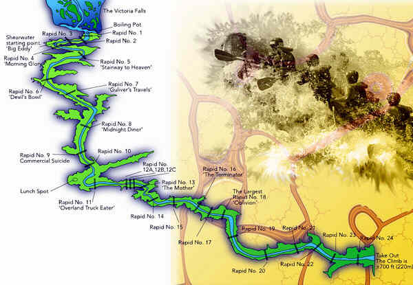 map of the zambezi rapids