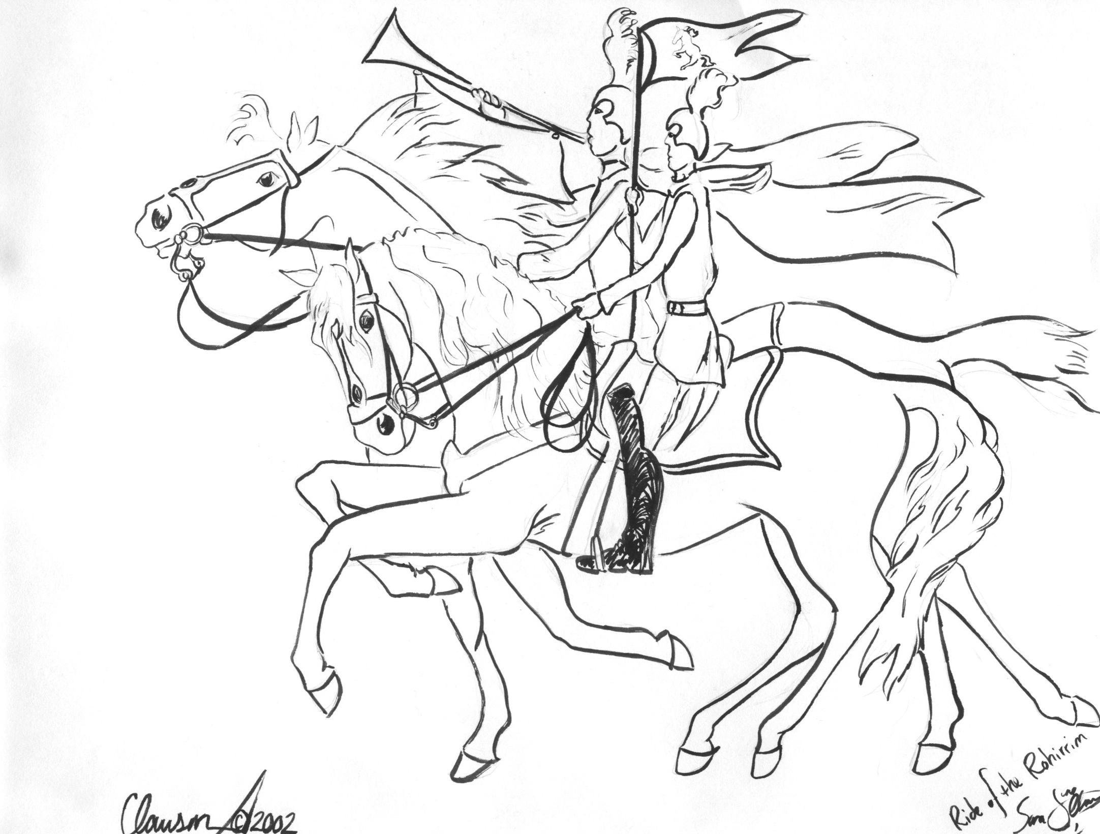 too bad I didn't draw the back horse in a different color; it looks like a many-legged animal!