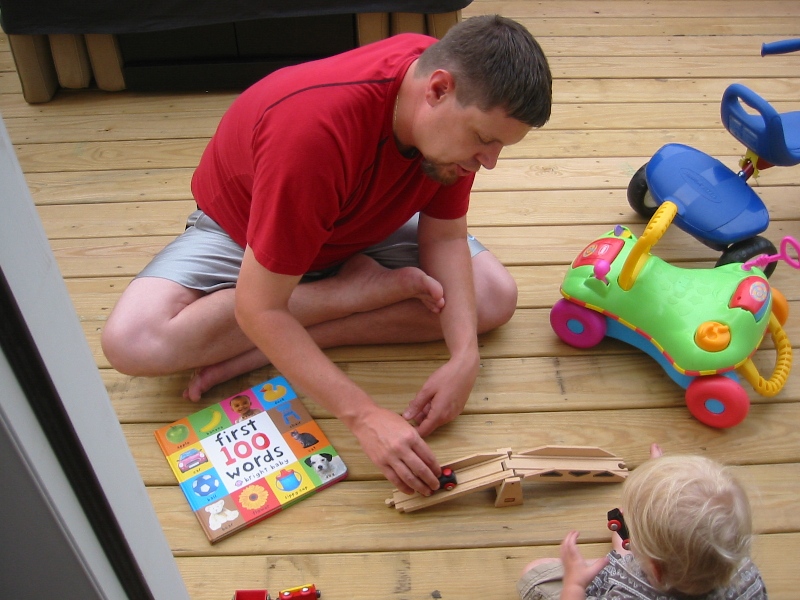 Playing trains with Dad