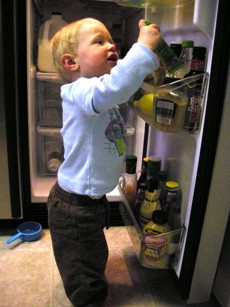 I love to play in the fridge